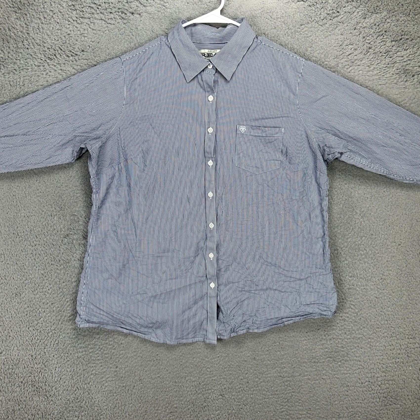 Ariat Ariat REAL Womens Western Shirt 1X Plus Blue White Stripes Button-Up Stretch Shirt Size XL / US 12-14 / IT 48-50 - 3 Thumbnail