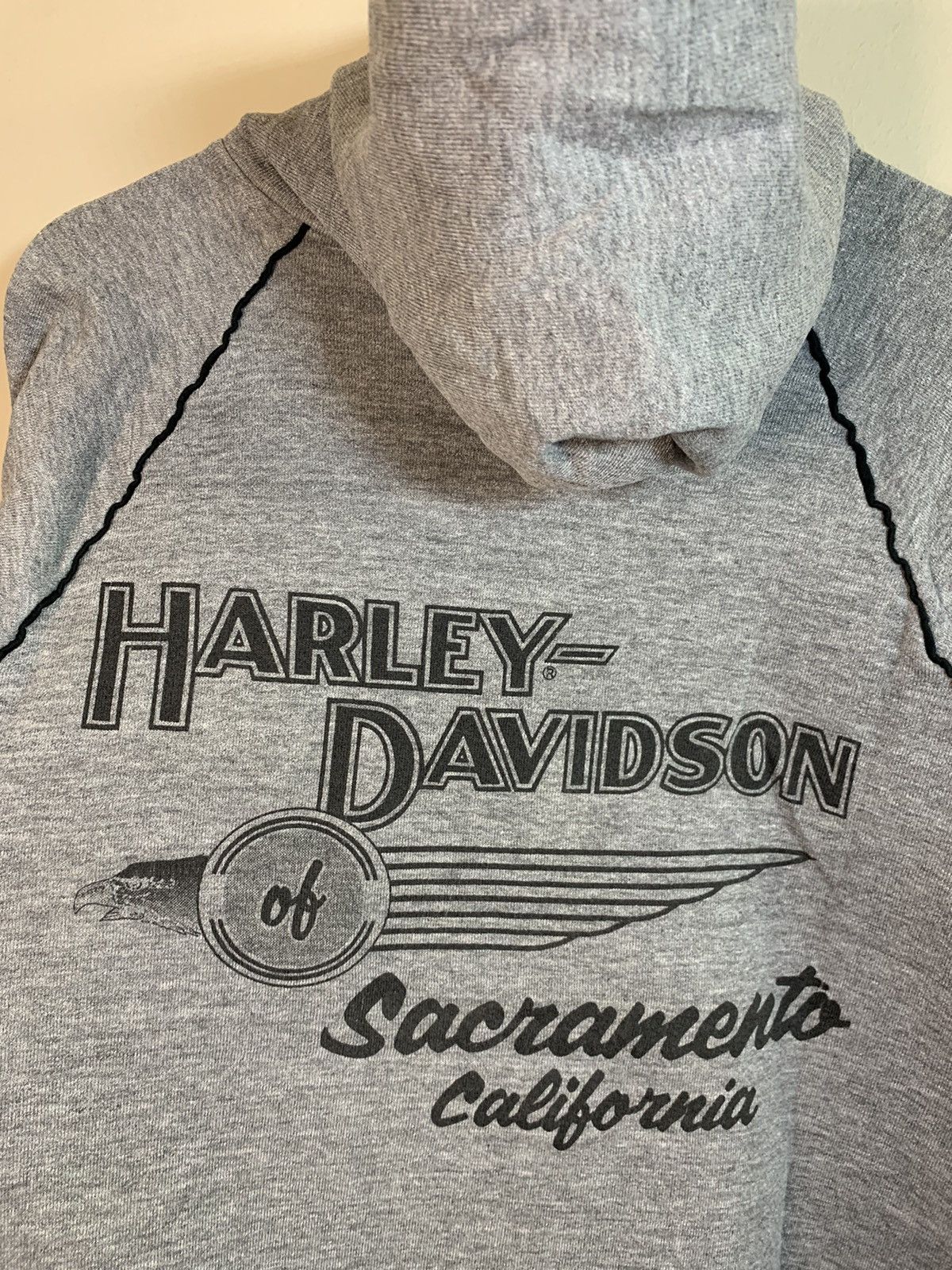 Harley Davidson × Vintage *RARE* Vintage 1970s Harley Davidson USA-Made Raglan Hoodie Size US L / EU 52-54 / 3 - 4 Thumbnail