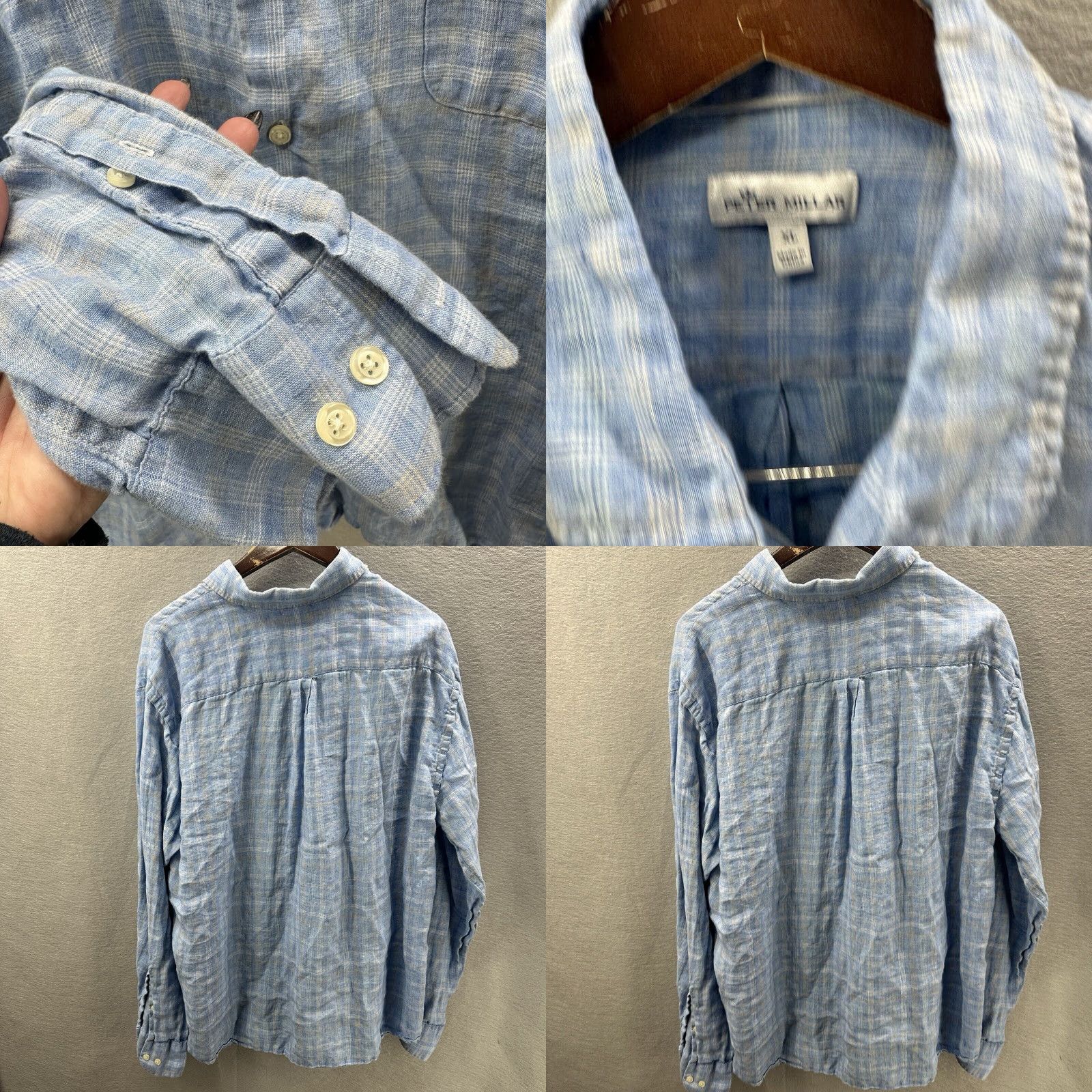 Peter Millar Vintage Peter Millar Men's Dress Shirt XL Blue Linen Button-Down Preppy Casual Size US XL / EU 56 / 4 - 8 Thumbnail