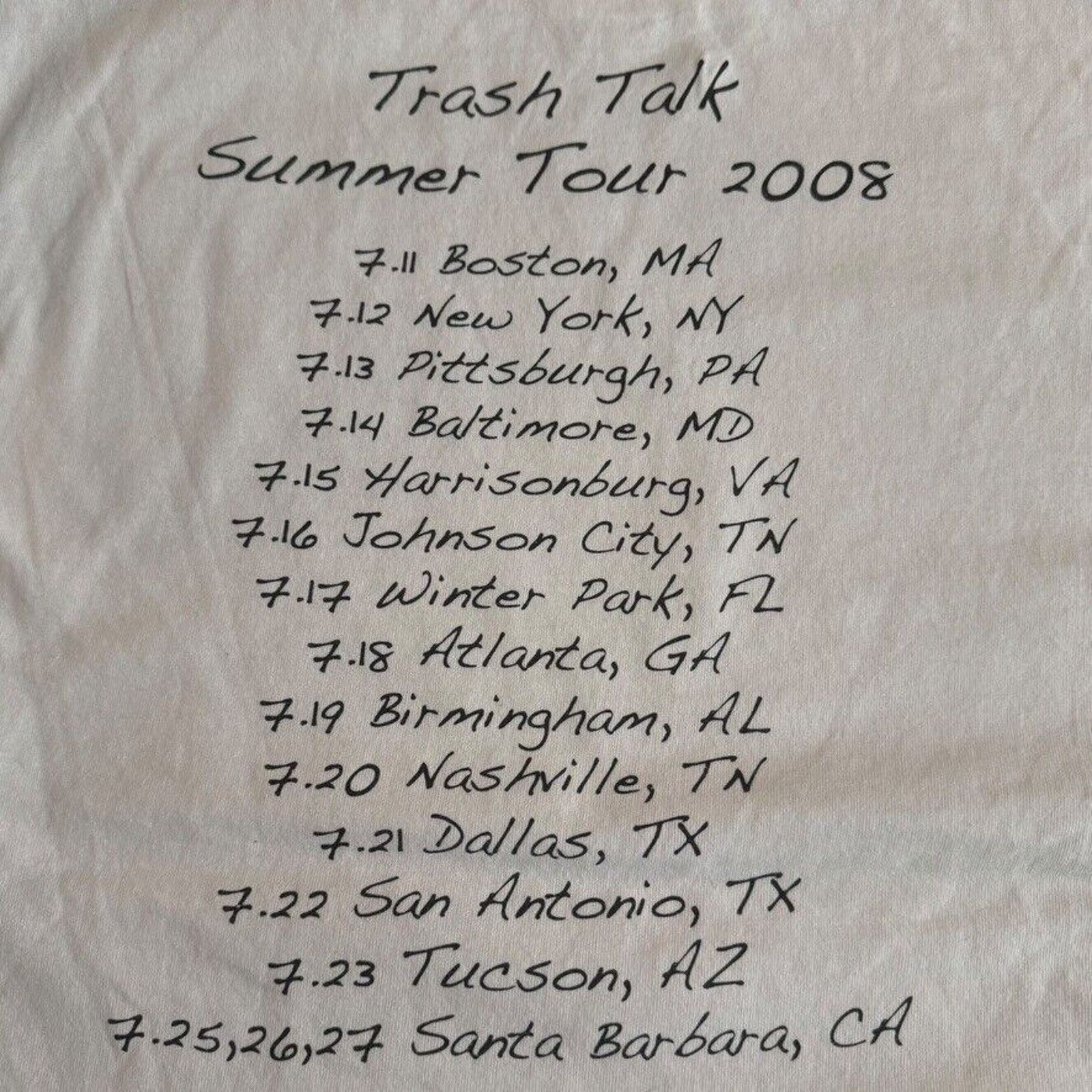 Gildan Trash Talk Hardcore Band 2008 Tour White T-Shirt Size L Size US L / EU 52-54 / 3 - 5 Thumbnail
