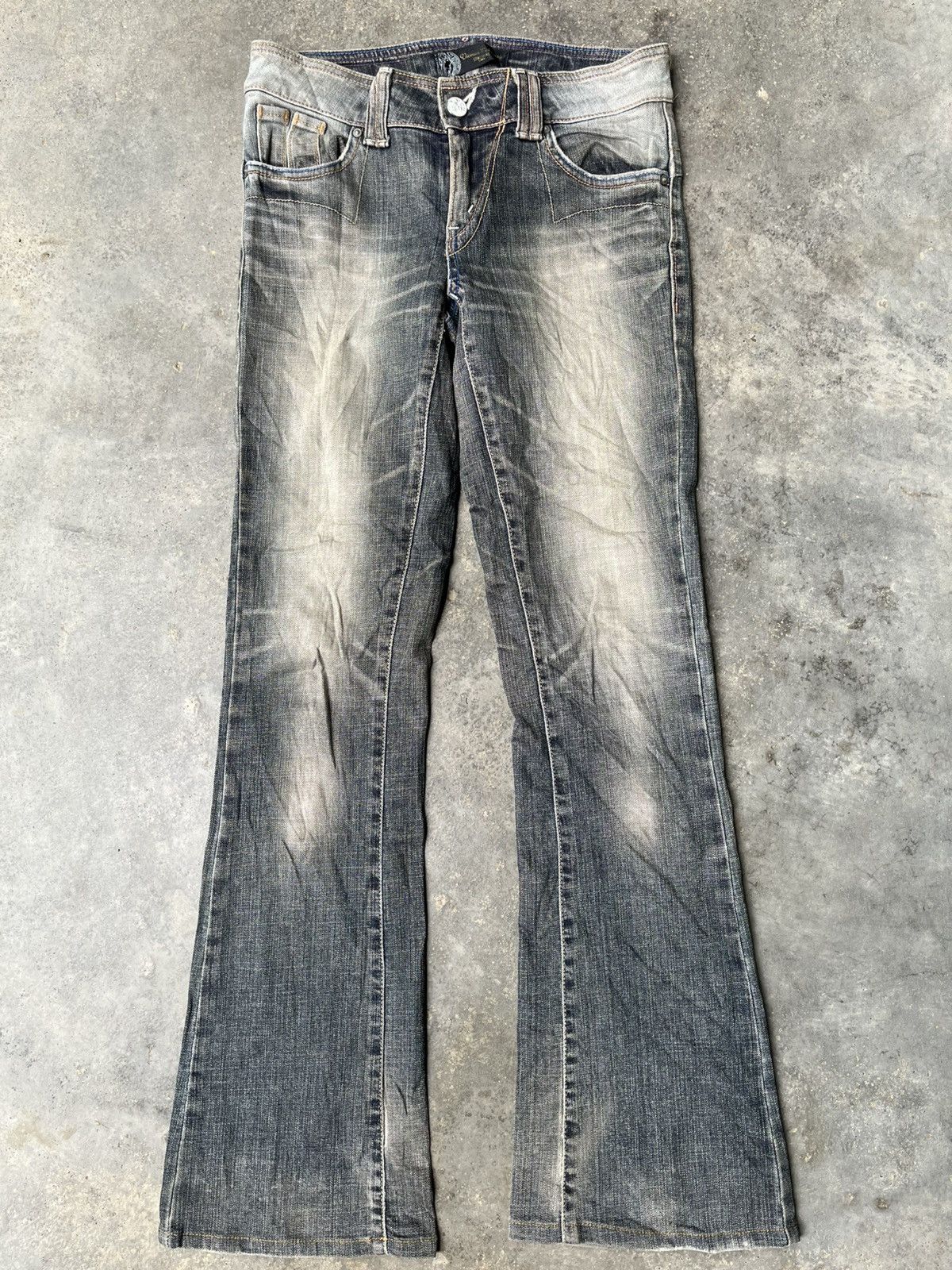 Edwin VINTAGE SOMETHING EDWIN FLARED JEANS FADED STYLE PUNK Size 32" / US 10 / IT 46 - 5 Thumbnail