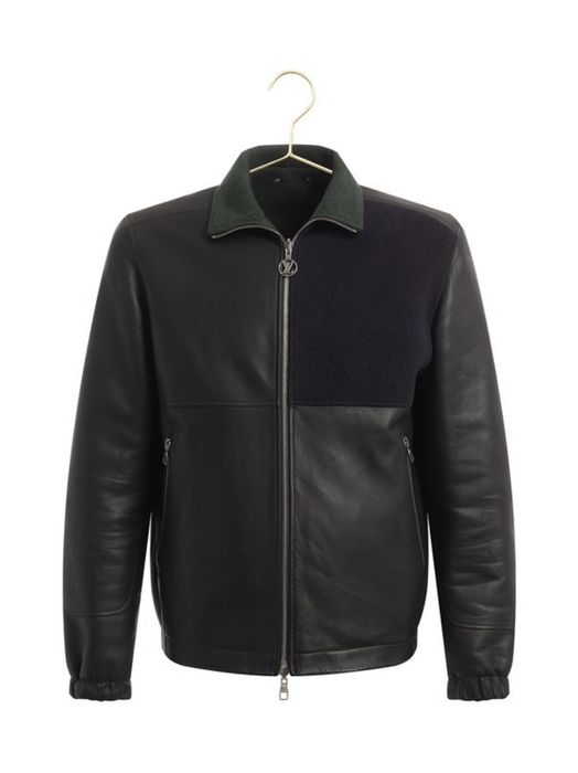 Louis Vuitton Patchwork Leather Button-Up Jacket BLACK. Size 36