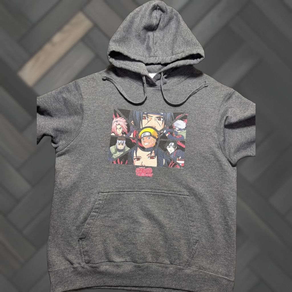 Port & Company Naruto Shippuden Hoodie Mens Medium Gray Anime Graphic Pullover Sweatshirt Size US M / EU 48-50 / 2 - 1 Thumbnail