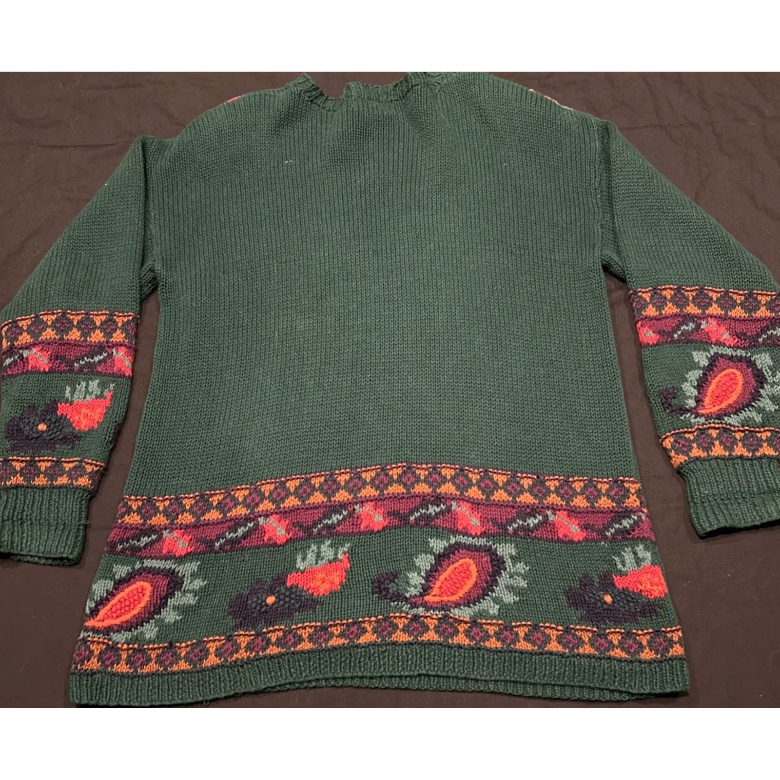 Van Heusen VINTAGE Van Heusen For Her Sweater Womens Green Floral Hand Embroidered 90s Pullover Knit Crew Neck Casual L Green Womens Mens? Nope Size L / US 10 / IT 46 - 4 Thumbnail