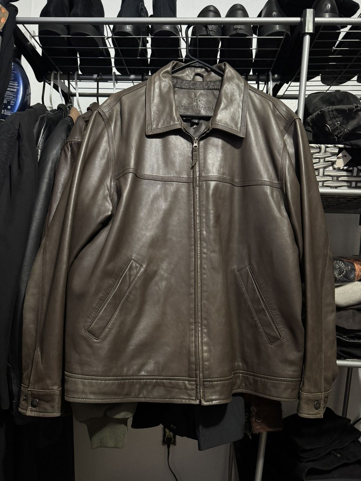 Stormtech × Vintage Stormtech Vintage Brown Leather Jacket Size US L / EU 52-54 / 3 - 1 Thumbnail