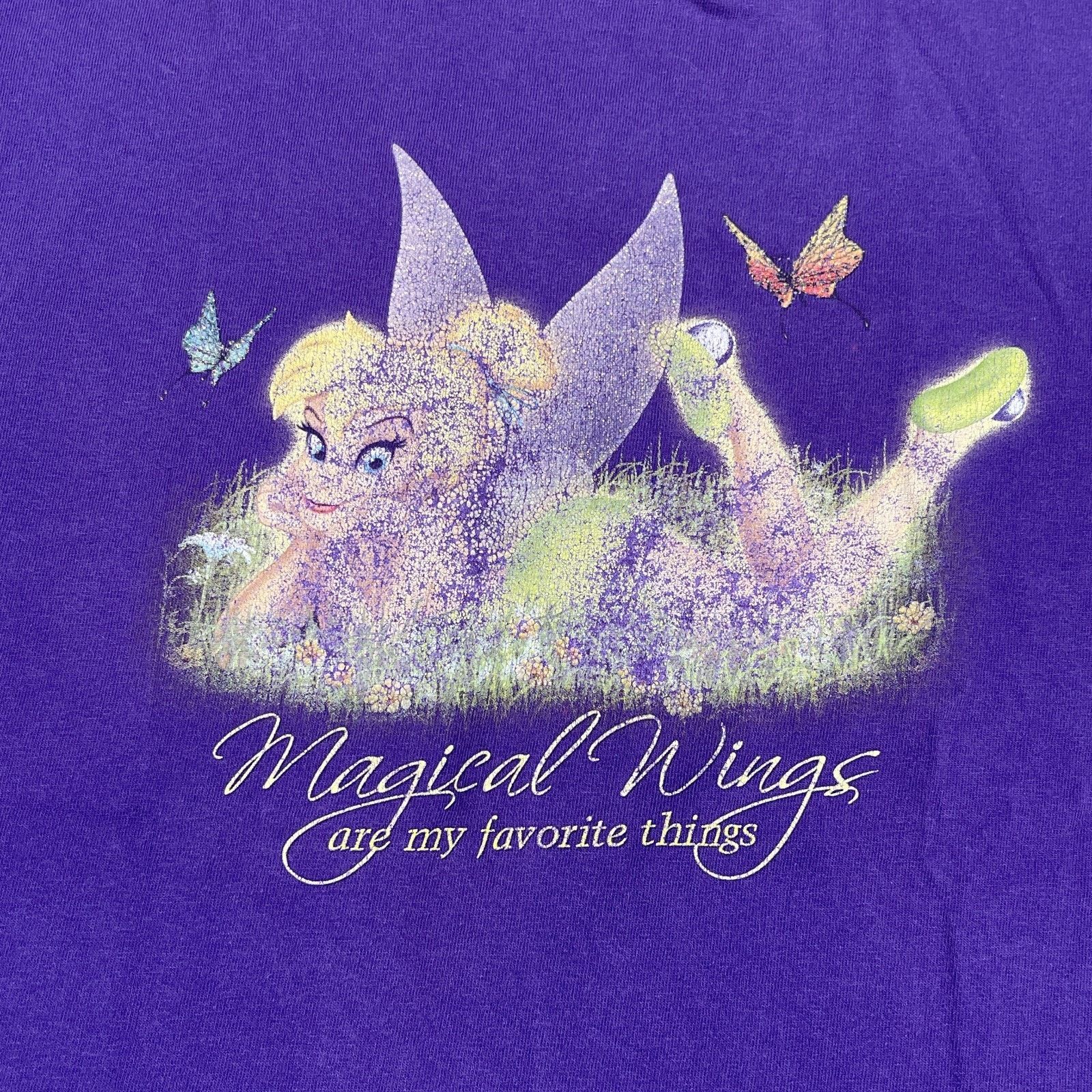 Disney × Vintage Vintage Y2K Disney Tinkerbell Magical Wings T Shirt Purple Size US M / EU 48-50 / 2 - 2 Thumbnail