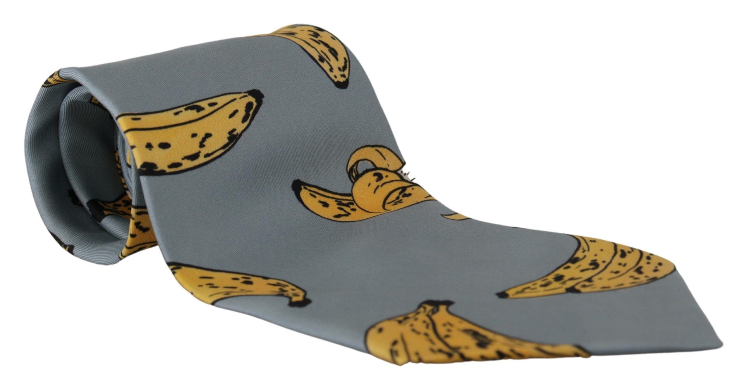 Dolce & Gabbana Elegant Blue Banana Print Silk Men's Tie Size ONE SIZE - 1 Thumbnail