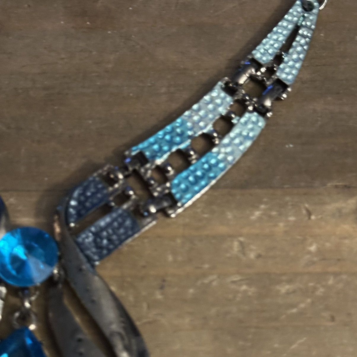 Other Silver tone teal teardrop rhinestone clavicle necklace Size ONE SIZE - 4 Thumbnail