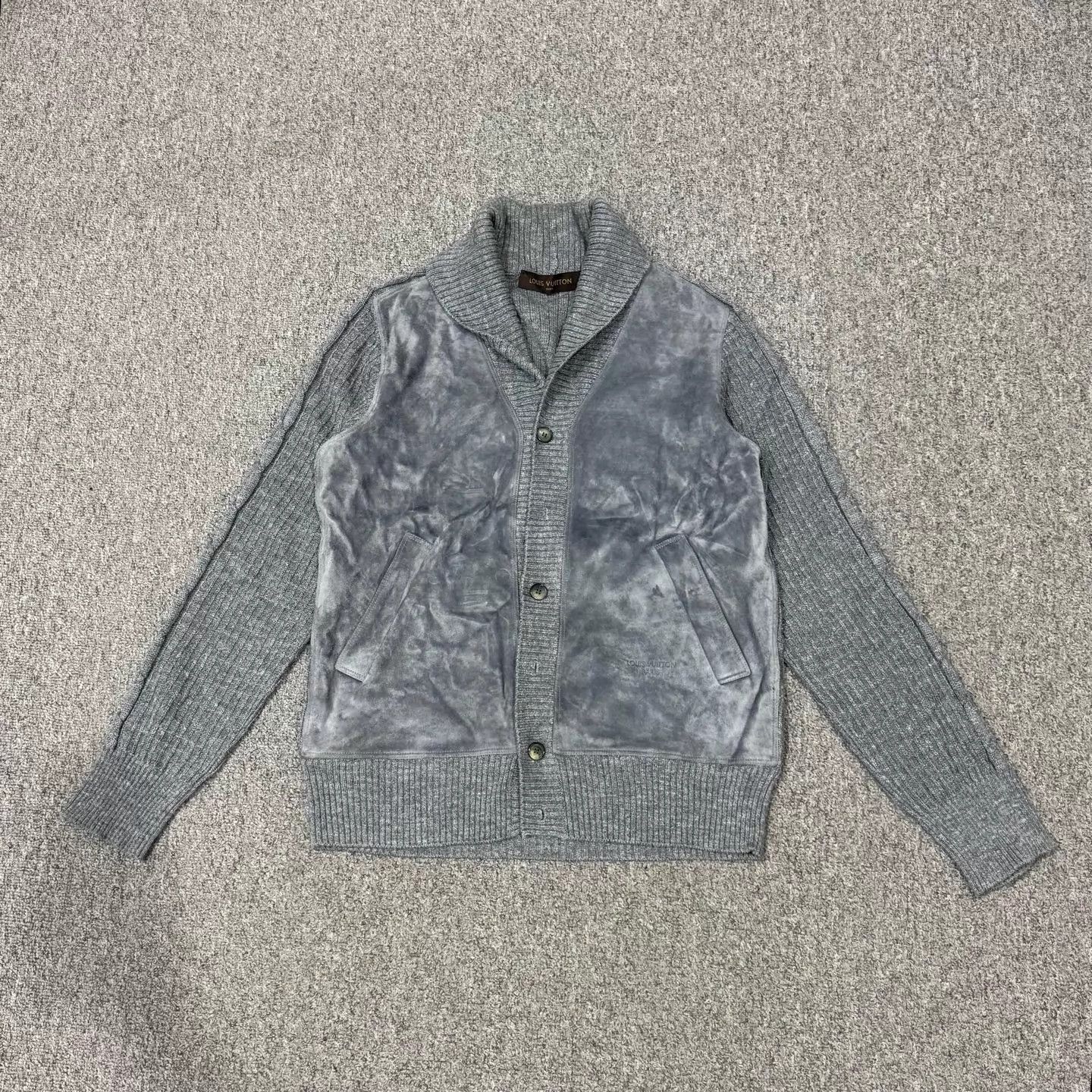 Louis Vuitton LV Gray Wool Knit Color Blocked Jacket M 99 New Size US M / EU 48-50 / 2 - 1 Thumbnail