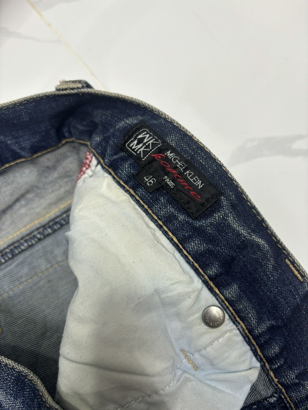 If Six Was Nine × Michel Klein × Vintage 🔥MICHEL KLEIN DOUBLE POCKET DISTRESSED DENIM JEANS Size US 32 / EU 48 - 11 Thumbnail