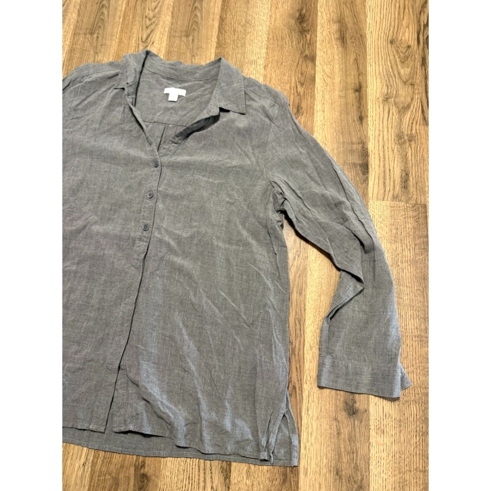 J. Jill VINTAGE: No J.Jill Shirt Women's L Gray Long Sleeve Button-Up Lightweight Casual Regular Mens? Size L / US 10 / IT 46 - 3 Thumbnail