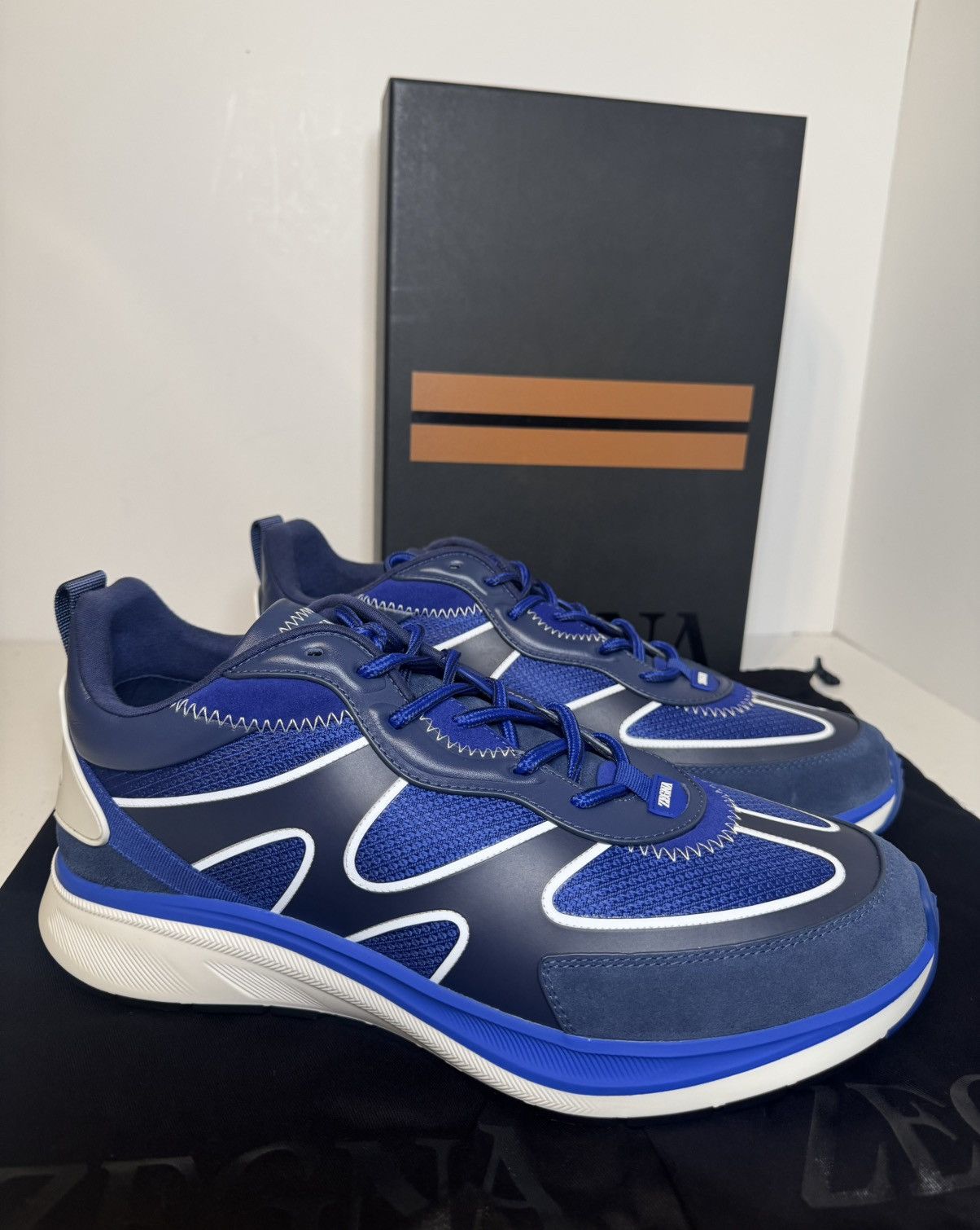 Zegna UTE Trainer Sneakers Navy Size 8.5 US New W/ Box