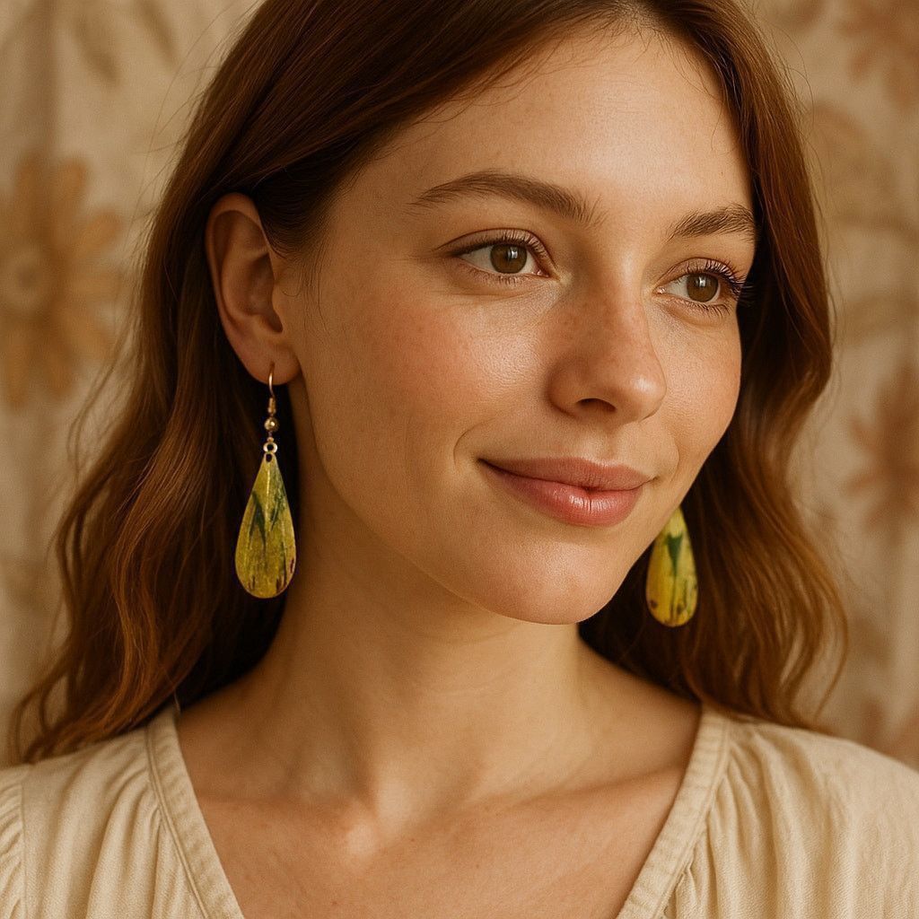 Other Gold Green Drop Earrings Selah Boho Chic Lightweight Dangle Size ONE SIZE - 1 Thumbnail