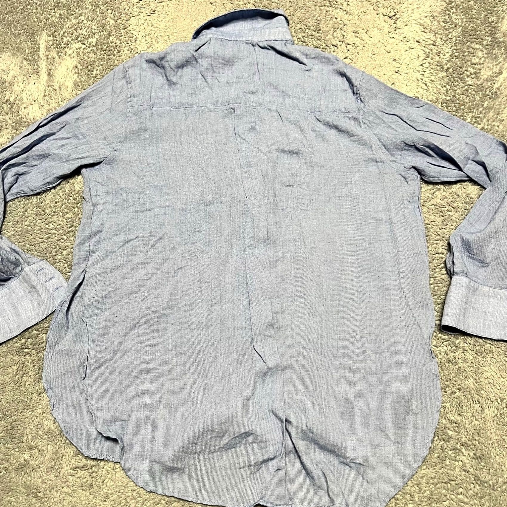 Free People Free People Button-Up Shirt Womens Medium Blue Oversized Lightweight Women M Blue Button-Up Shirt Size M / US 6-8 / IT 42-44 - 3 Thumbnail