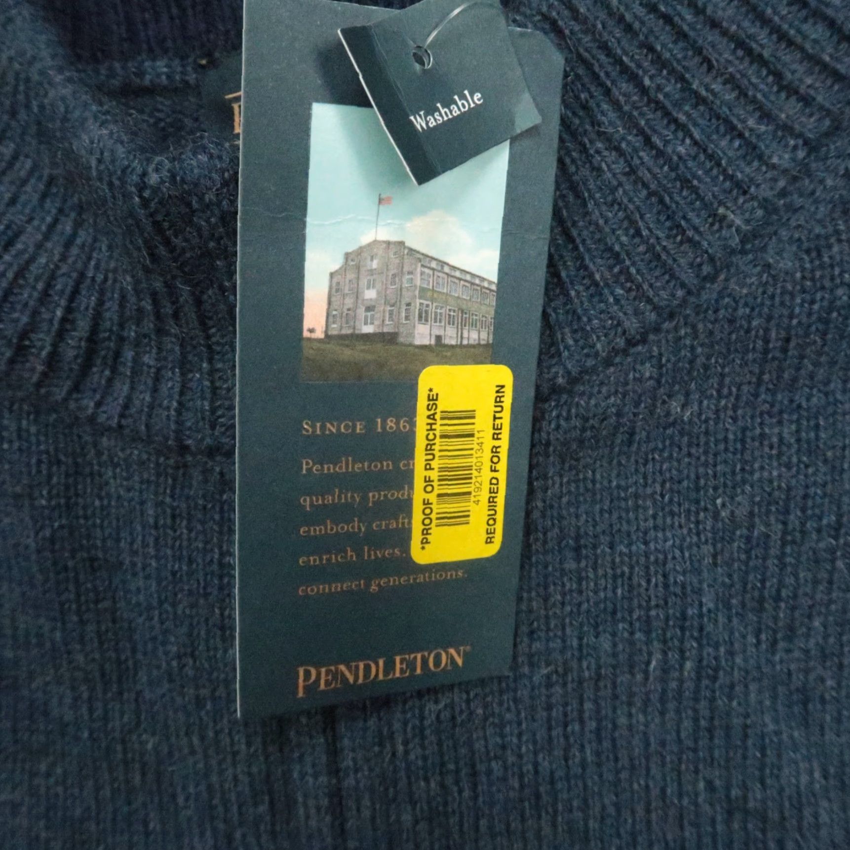 Pendleton Pendleton Sweater XL Blue Washable Wool Quarter Zip Long Sleeve Casual Mens Size US XL / EU 56 / 4 - 4 Thumbnail