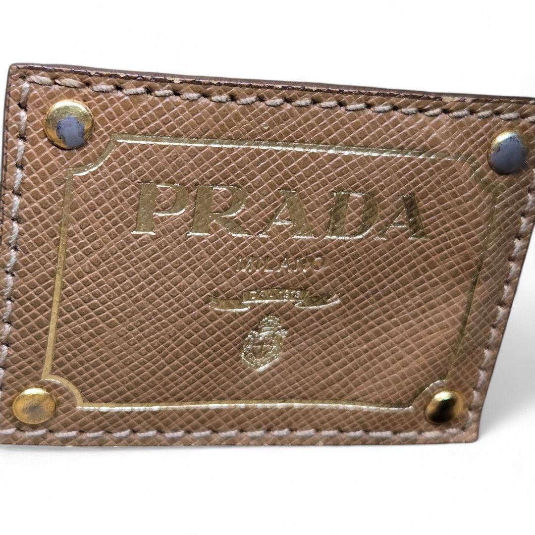 Prada Prada - Saffiano Brown Leather Handbag Gold Hardware Size ONE SIZE - 8 Thumbnail