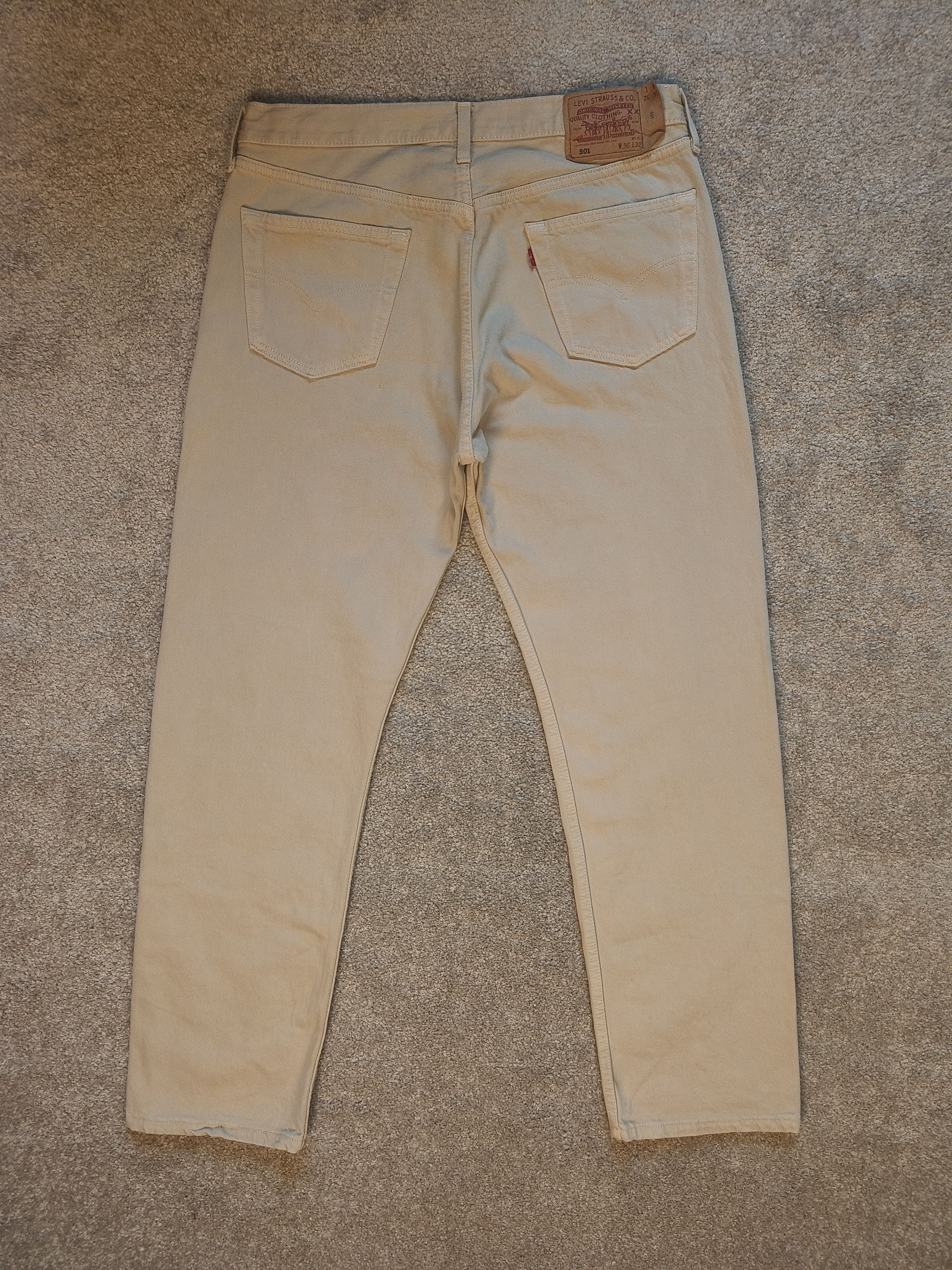 Levi's × Vintage Vintage Rare 90s Levi's 501 Cream Beige Jeans Made In USA Size US 36 / EU 52 - 1 Thumbnail