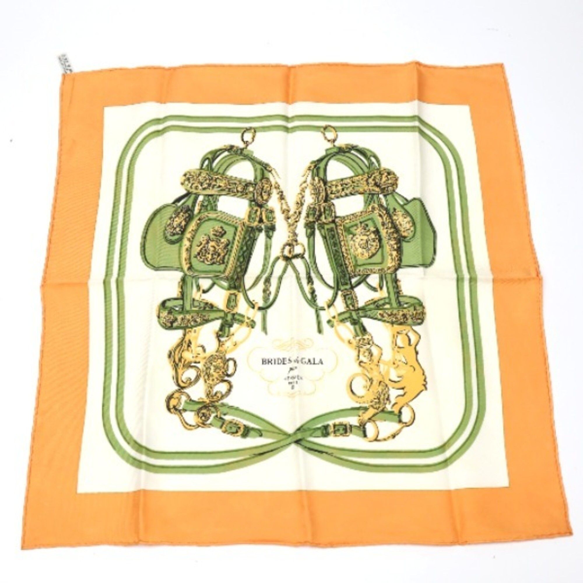 image of Hermes Handkerchief Petit Carre Gauroche Silk Twill 45 Hermes Orange Scarf, Women's