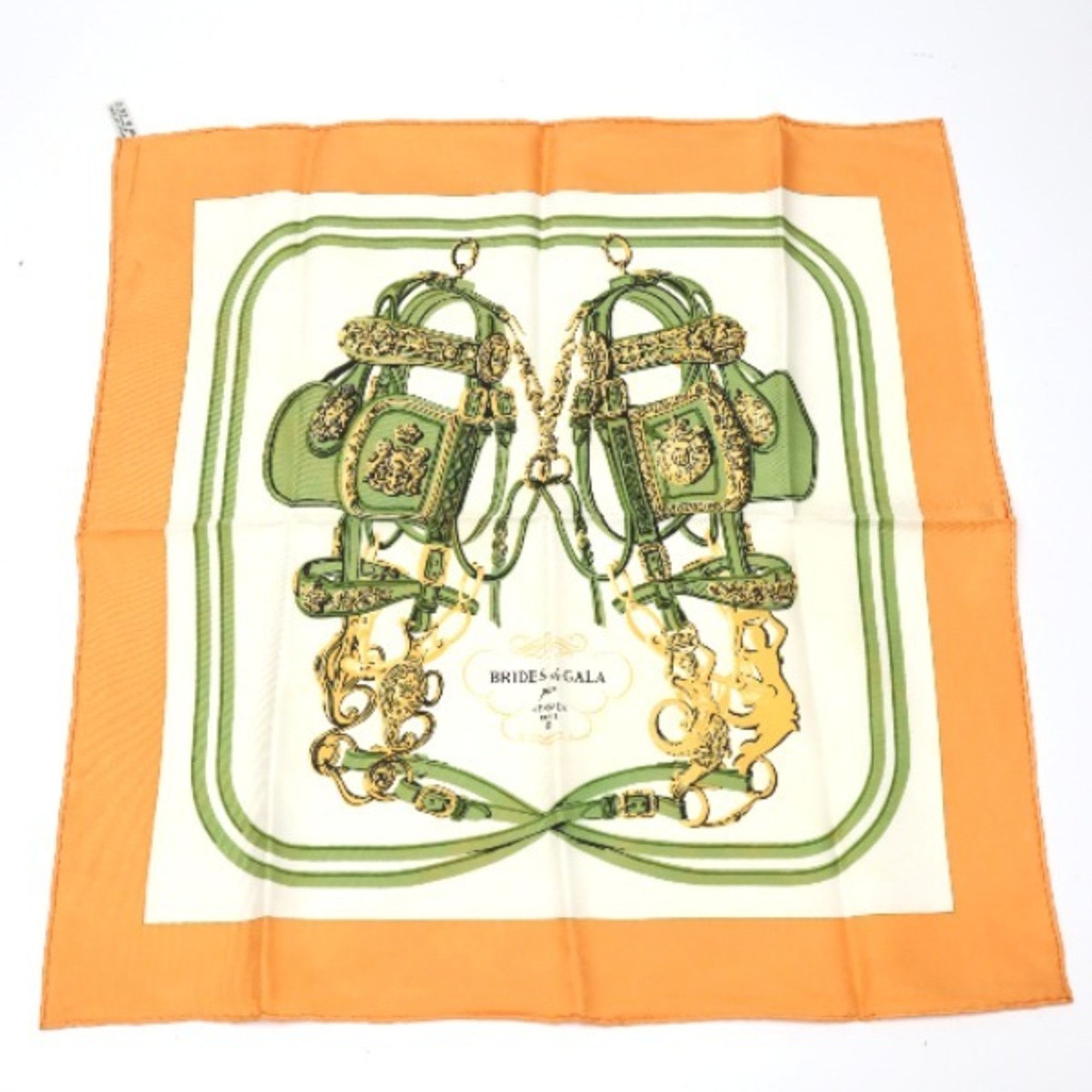 image of Hermes Handkerchief Petit Carre Gauroche Silk Twill 45 Hermes Orange Scarf, Women's