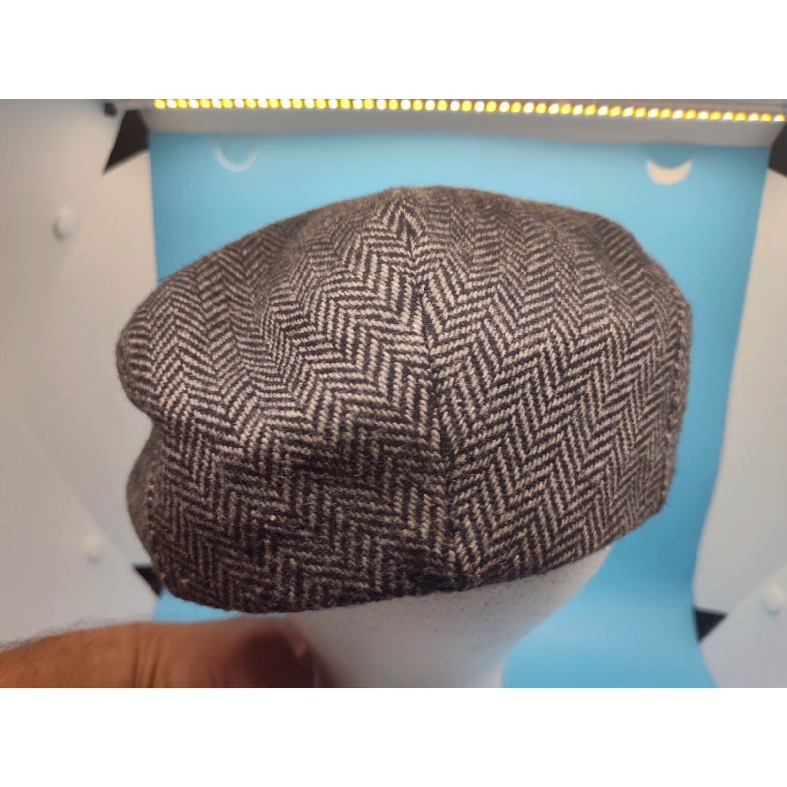 Vintage VINTAGE HaT Dark Gray Herringbone Wool Peaky Blinders Newsboy Hat Men 7 1/4-7 3/8 Large Gray Snap Front 70s-80s Mens Size ONE SIZE - 4 Thumbnail
