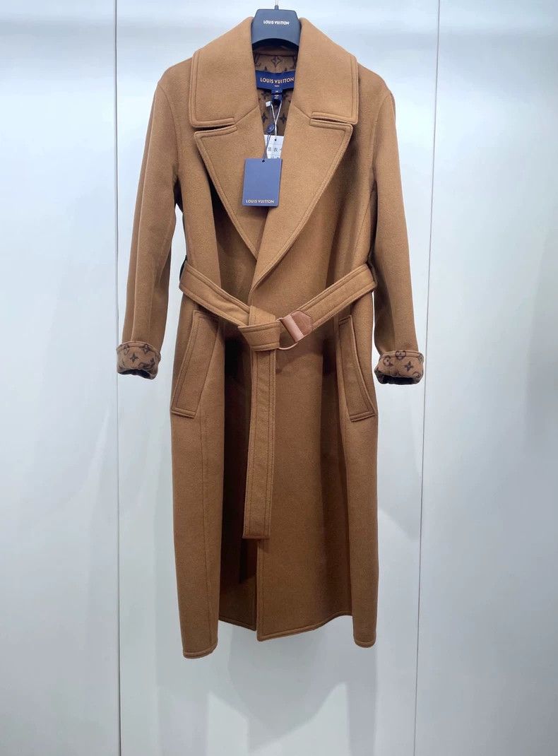 Louis Vuitton Louis Vuitton Brown wool coat with full print of presbyopi Size XS / US 0-2 / IT 36-38 - 1 Thumbnail