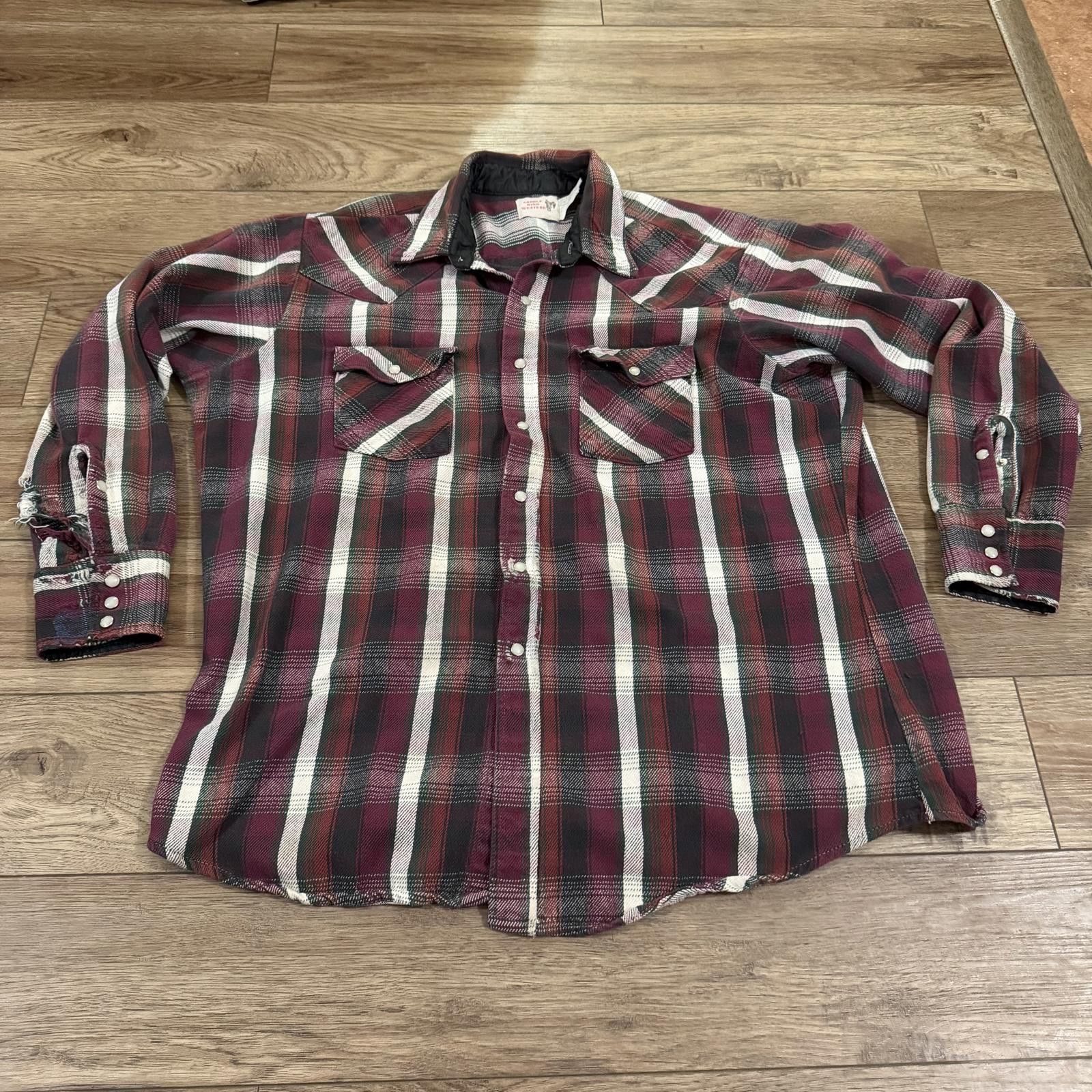 Other Vintage 80s Saddle King Western Flannel Distressed Grunge Size US XXL / EU 58 / 5 - 1 Thumbnail