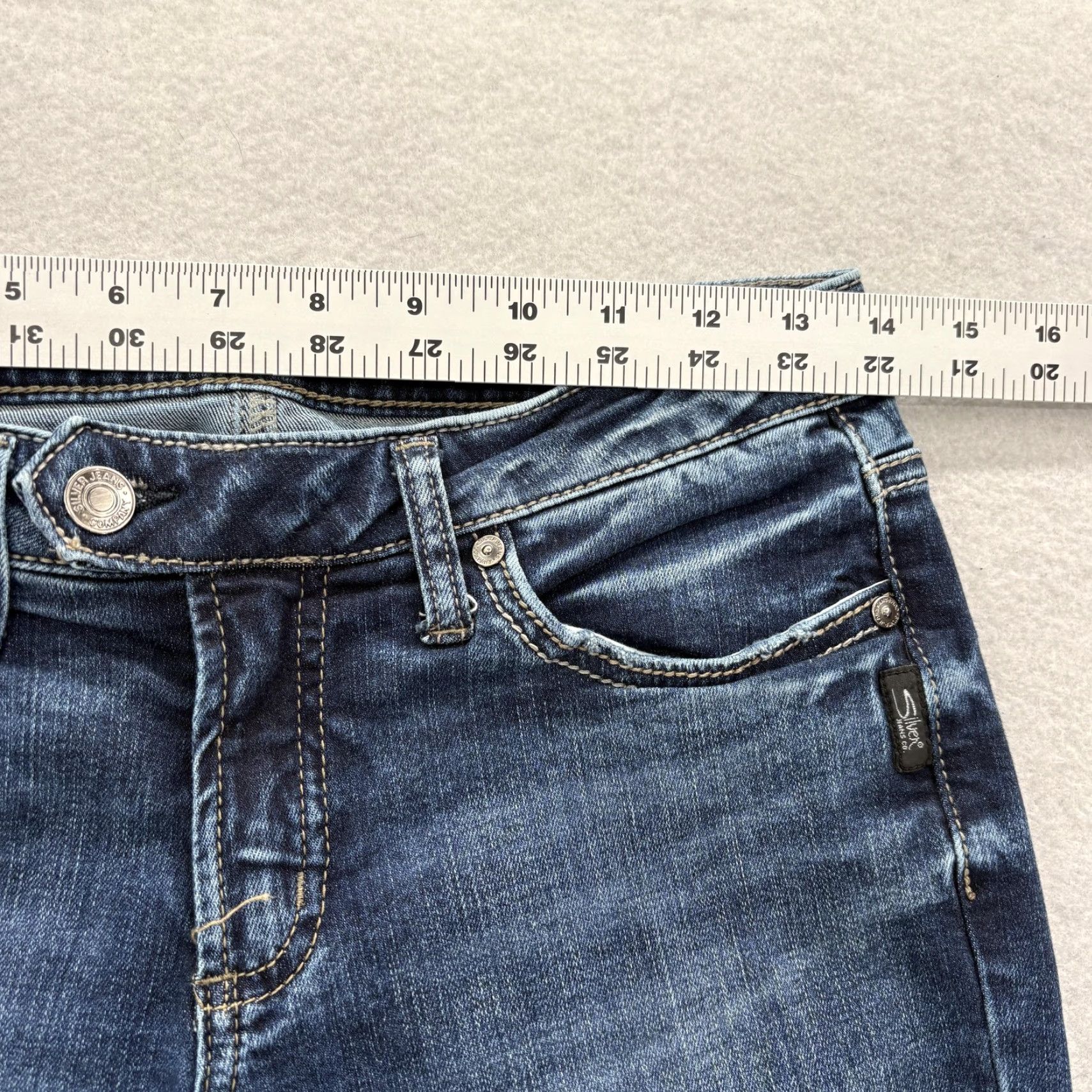 Silver Jeans Co. Silver Jeans Tuesday Slim Boot Womens 27x31 Blue Medium Wash Stretch Low Rise Jeans Size 27" / US 4 / IT 40 - 6 Thumbnail