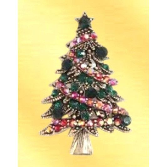 Handmade Christmas in Dixie Brooch Pin New Topaz Garland Garnet Green Size ONE SIZE - 4 Thumbnail