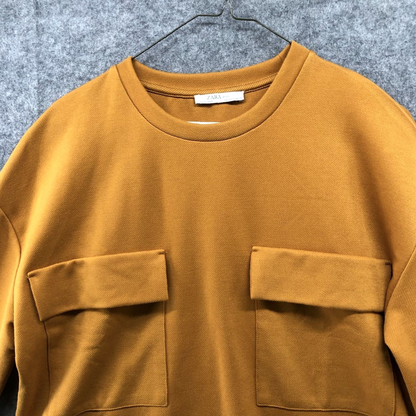 Zara Zara Womens M Long Sleeve Top Mustard Yellow Flap Pocket Boxy Crewneck Thick Knit Polyester Basic Casual Shirt Mens? Size M / US 6-8 / IT 42-44 - 3 Thumbnail