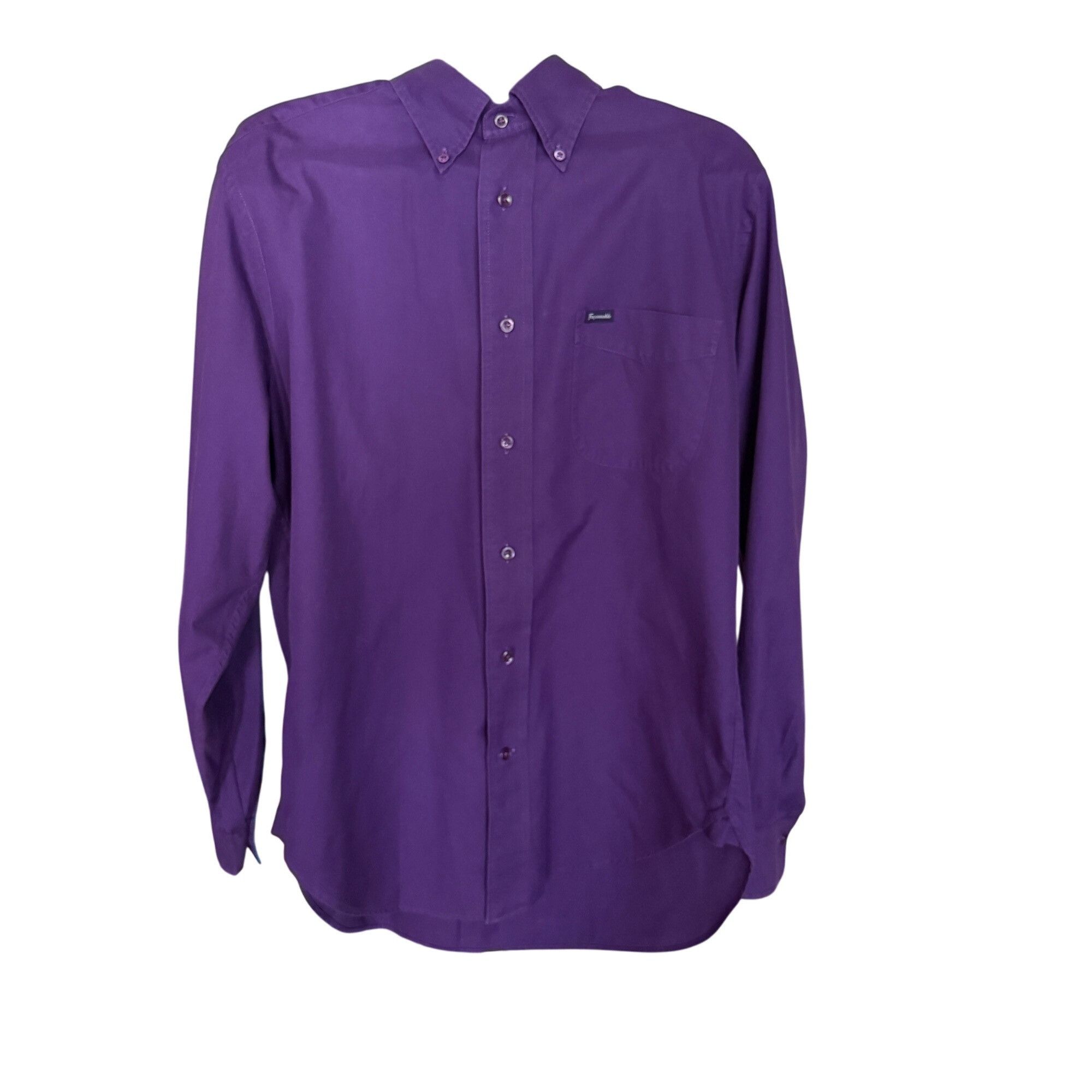 Faconnable Faconnable Purple Long-Sleeve Button-Up Shirt Mens M Cotton Size US M / EU 48-50 / 2 - 1 Thumbnail