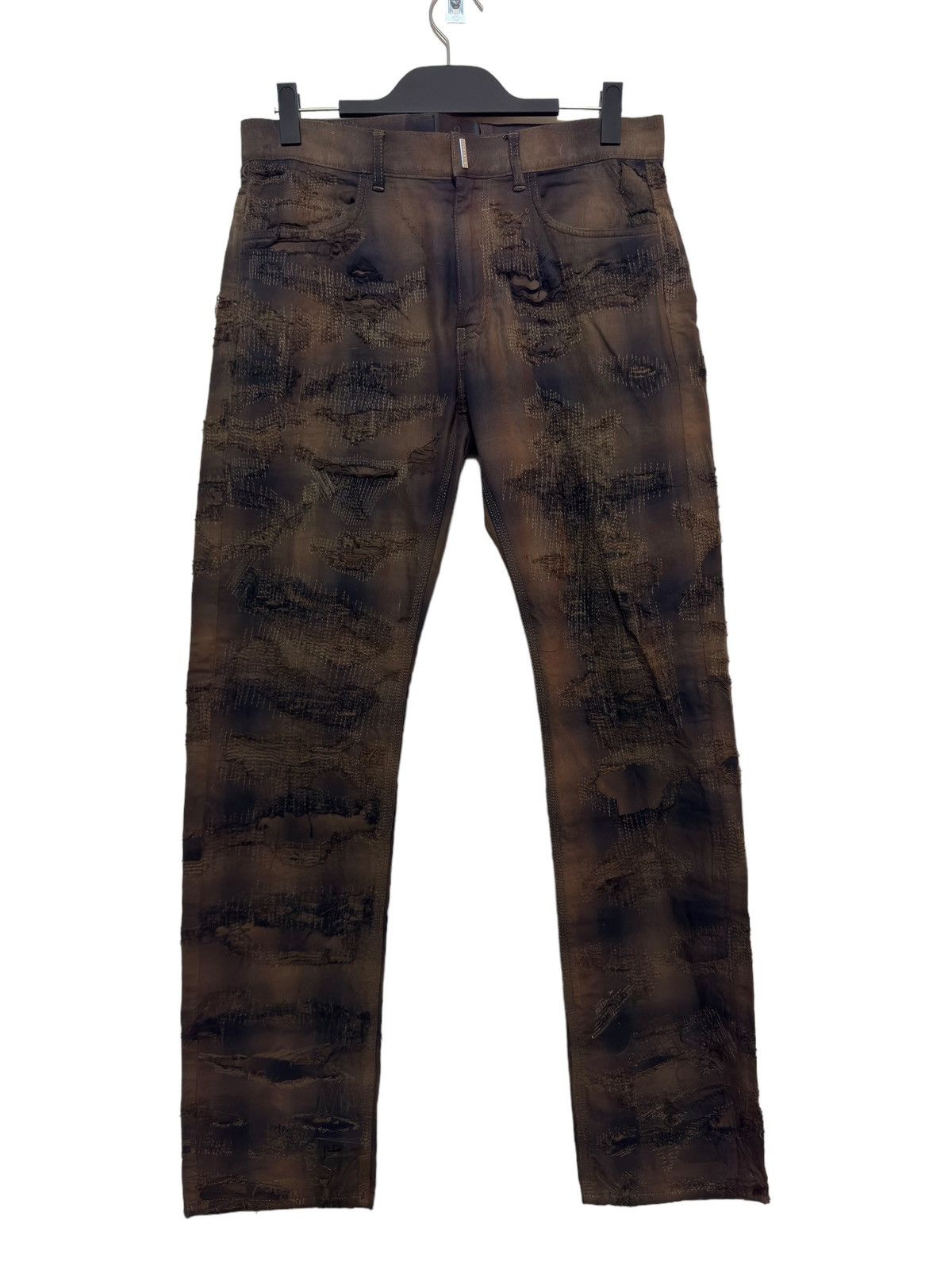 Givenchy SS22 Givenchy Boro Distress Checker Plaid Straight Leg Pants Size US 34 / EU 50 - 1 Thumbnail