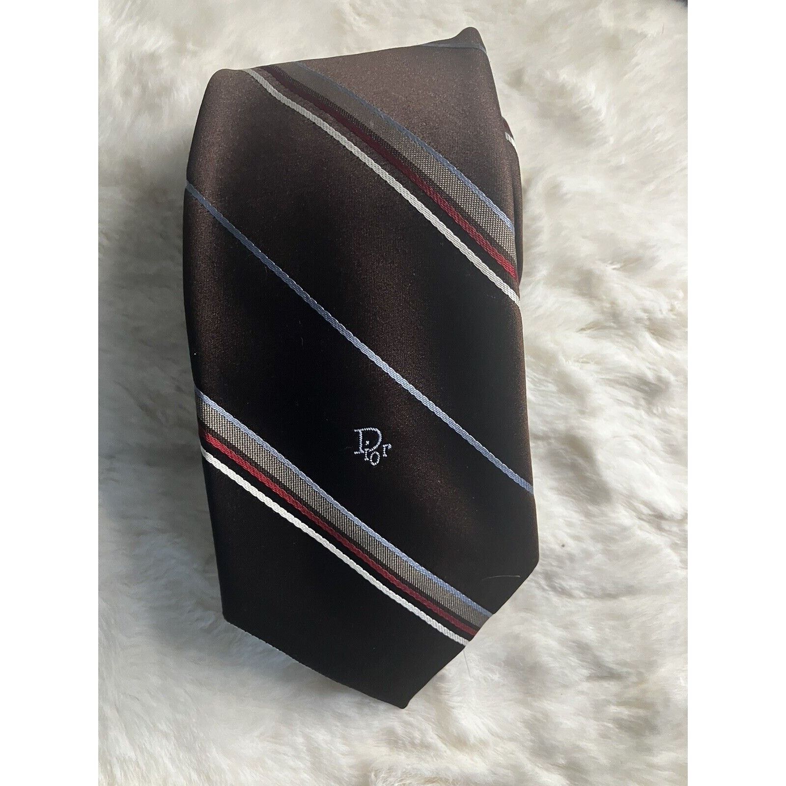 Dior Vintage Christian Dior Men's Striped Neck Tie Made In Italy Size ONE SIZE - 2 Thumbnail