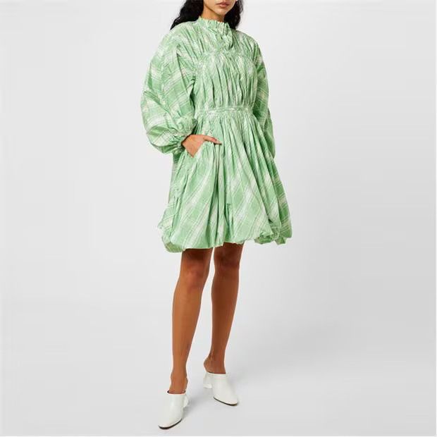Jil Sander o1g2r1mq1024 Mini Dress in Green & White Size XS / US 0-2 / IT 36-38 - 6 Thumbnail