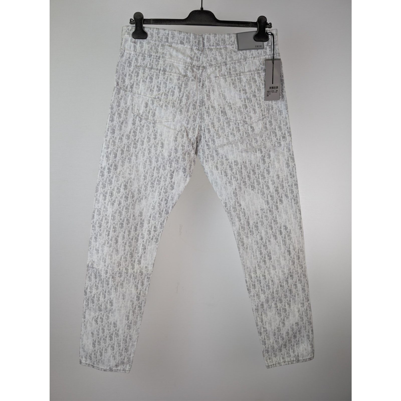 Dior o1rshd1 Straight Oblique Print Cotton Denim Jeans in Blanc Size US 34 / EU 50 - 11 Thumbnail