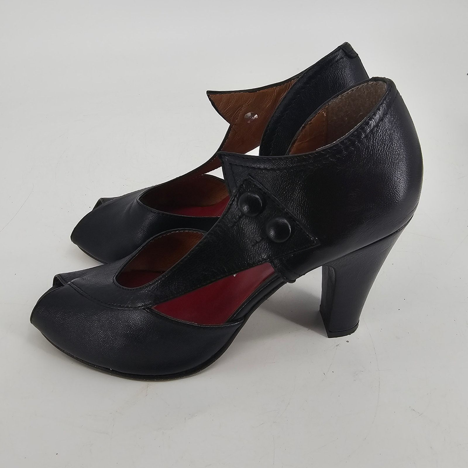Other Re-Mix Deluxe Vintage Eva Black D’orsay Peep Toe Pump Heel 6 Size US 6 / IT 36 - 3 Thumbnail