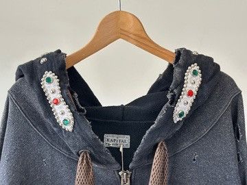 Kapital Fleece Thriller Damaged Devil Hood Blouson (Studs Remake) Size US L / EU 52-54 / 3 - 4 Thumbnail