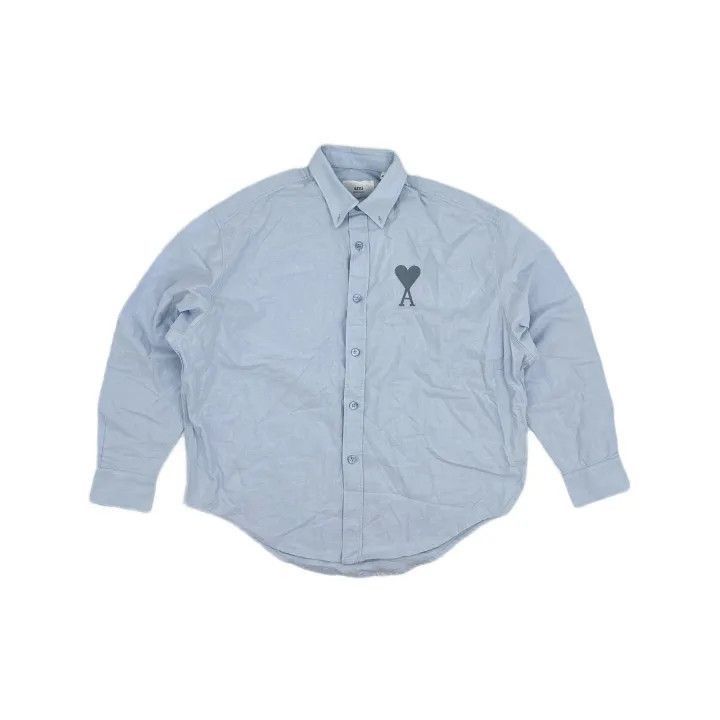 AMI AMIPARIS Blue Heart Logo Button-Up Shirt -2507 Size US M / EU 48-50 / 2 - 2 Thumbnail