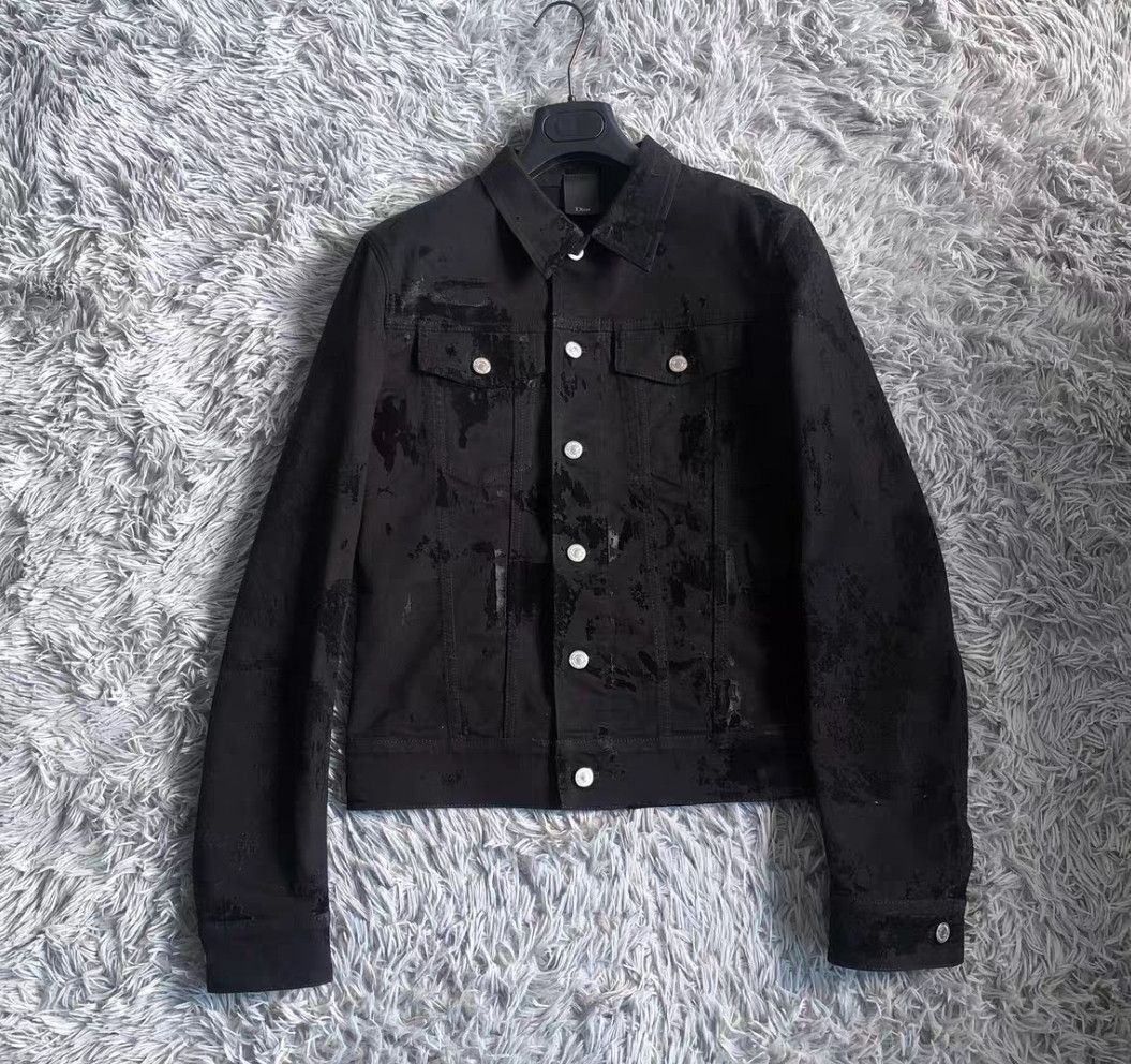 Dior Dior Black Distressed Denim Jacket Size 46-2506 Size US S / EU 44-46 / 1 - 1 Thumbnail