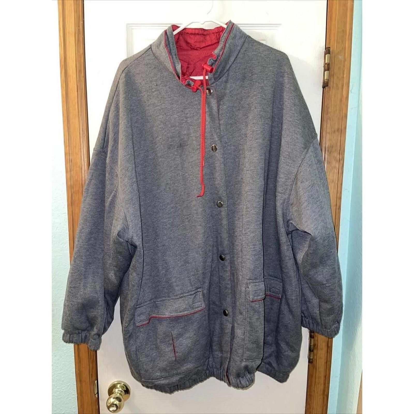 Other Cozy Oversized Gray Jacket with Red Accents Size ONE SIZE - 1 Thumbnail