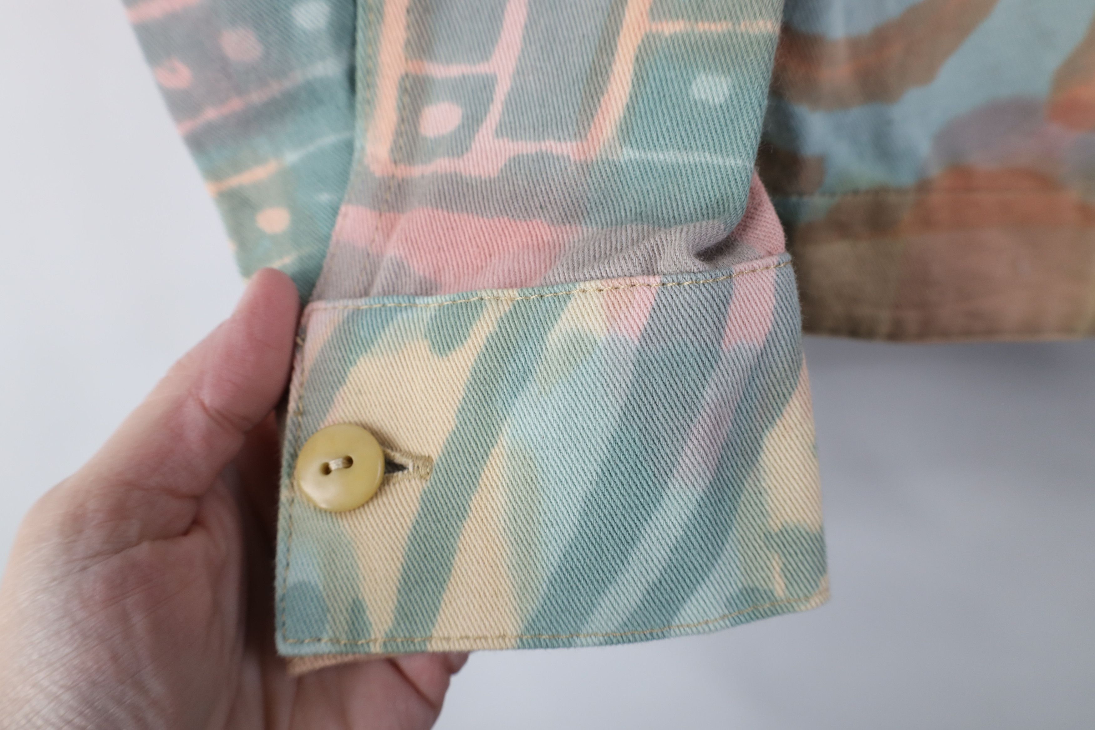 Orvis Vintage 90s Orvis Pastel Band Collar Denim Trucker Jacket Size S / US 4 / IT 40 - 7 Thumbnail
