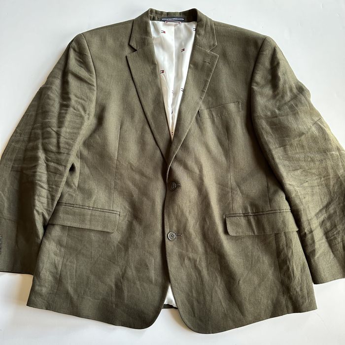 Tommy Hilfiger Tommy Hilfiger Olive Green Linen 2 Button Suit Jacket X Pant Grailed 