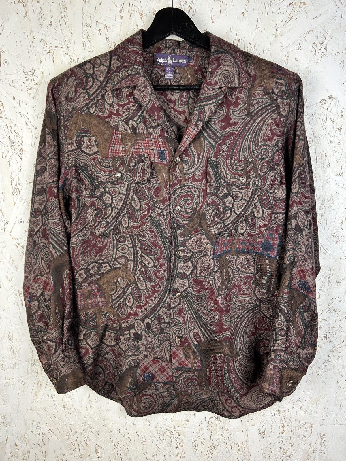 Ralph Lauren Purple Label 70s Ralph Lauren Purple Label Horse Print Paisley AOP Shirt Size M / US 6-8 / IT 42-44 - 1 Thumbnail