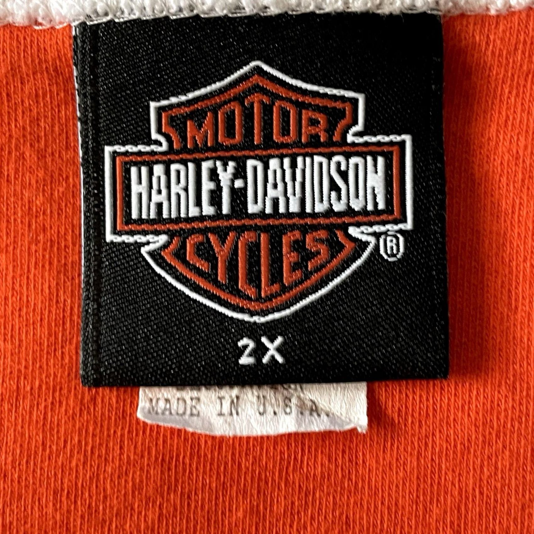 Harley Davidson VINTAGE Harley-Davidson T-Shirt Women 2XL Orange White Long Sleeve Cap Sleeve Crew Neck Logo 70s 80s 90s USA Classic Size XXL / US 16-18 / IT 52-54 - 5 Thumbnail