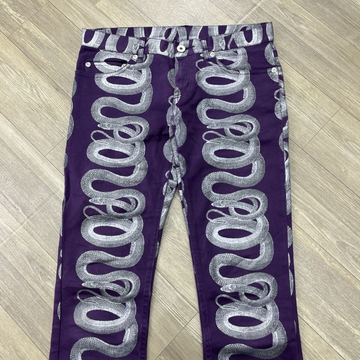 Hysteric Glamour RARE💜 1998s Hysteric Glamour Snake Print Purple Flared Jeans Size US 28 / EU 44 - 4 Thumbnail