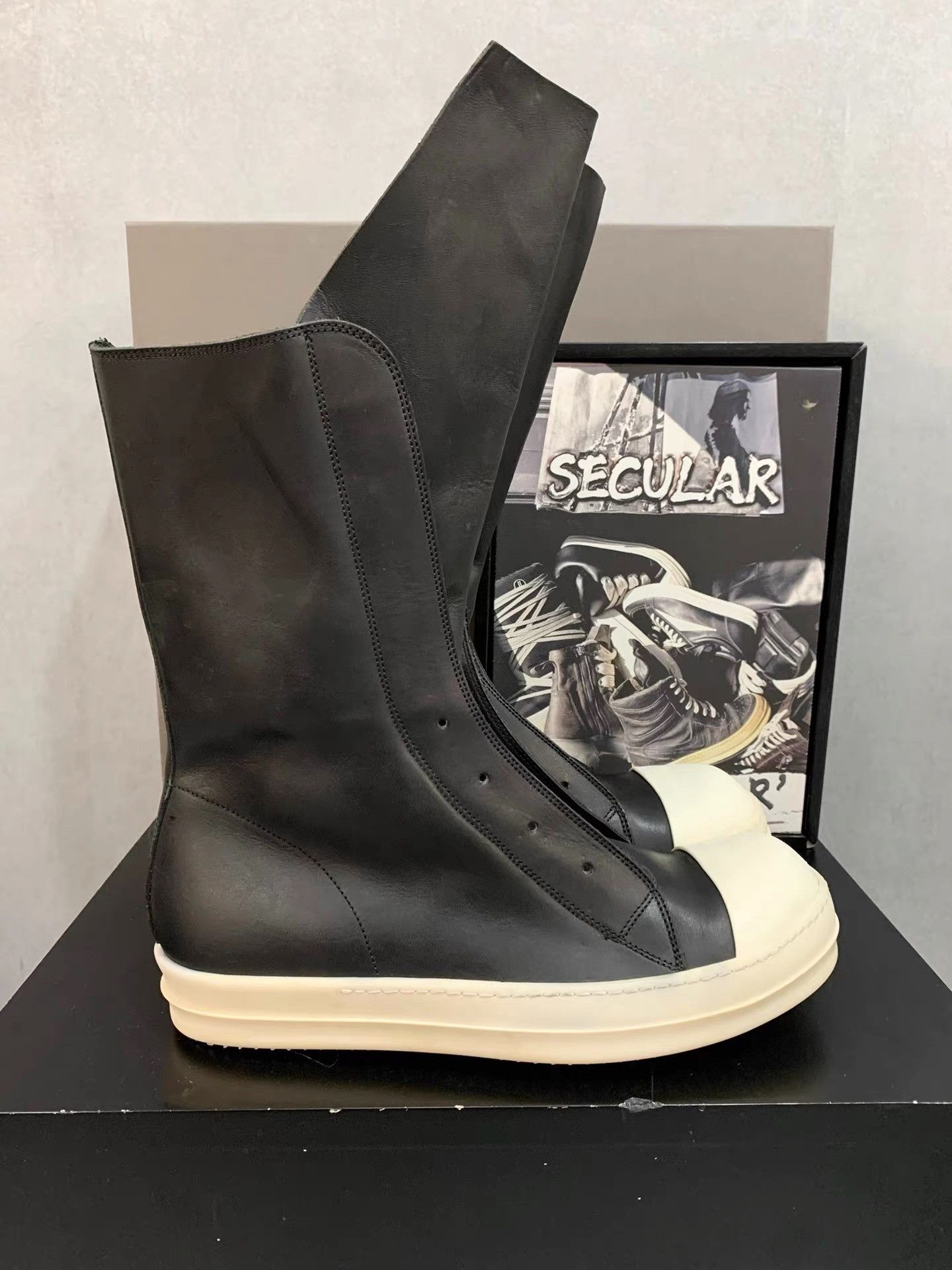 Rick Owens Rick Owens Mainline Leather Long Tongue Boots K34 Size US 7.5 / EU 40-41 - 4 Thumbnail