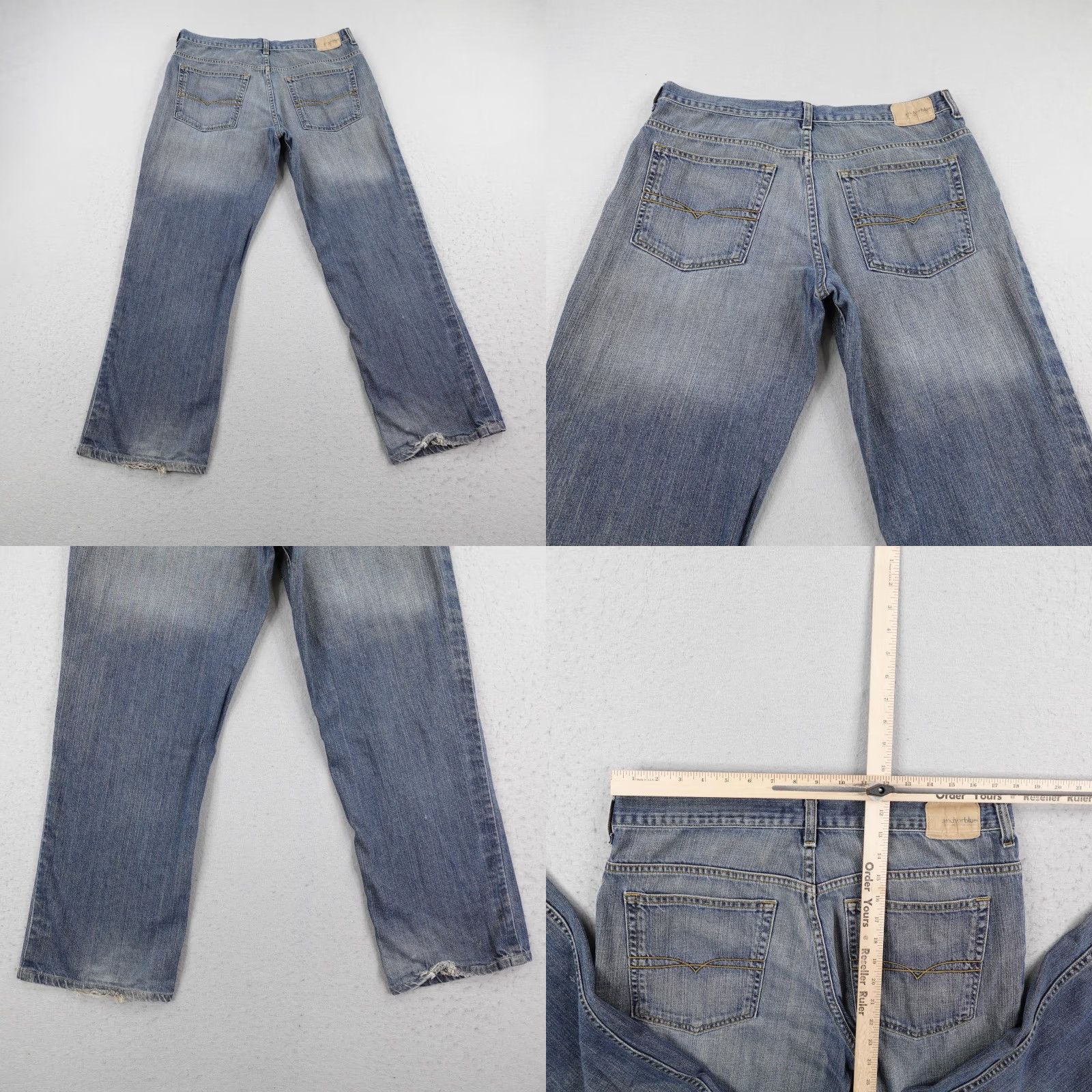 Anchor Blue VINTAGE Anchor Blue Jeans Men's 36x34 Blue Denim Loose Baggy Distressed Grunge Y2K Jeans Mens Blue 5-Pocket Design Vintage Men Size US 36 / EU 52 - 8 Thumbnail