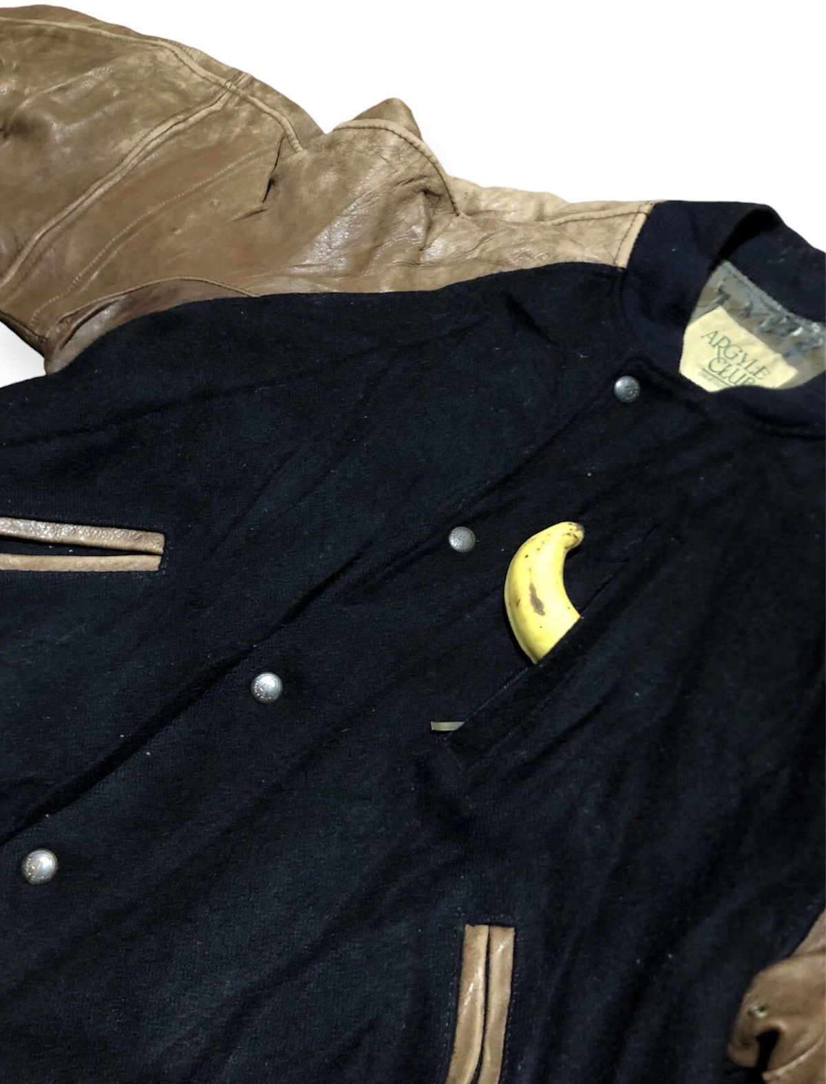 Vintage Vintage 70s/80s Varsity Argyle Club Leather/Wool Jacket Size US L / EU 52-54 / 3 - 4 Thumbnail
