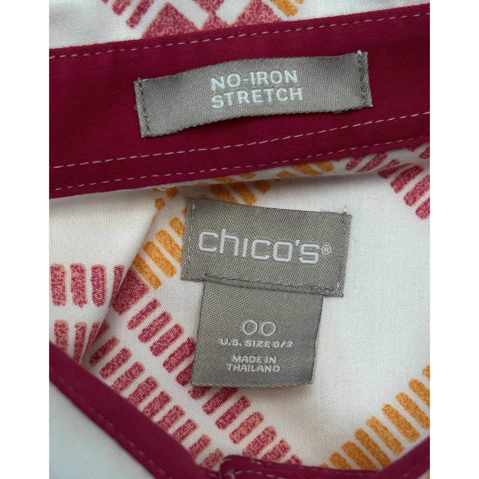 Chicos Chico's Summer White Blouse Pink Orange Sz00 US 0/2 Size XS / US 0-2 / IT 36-38 - 4 Thumbnail