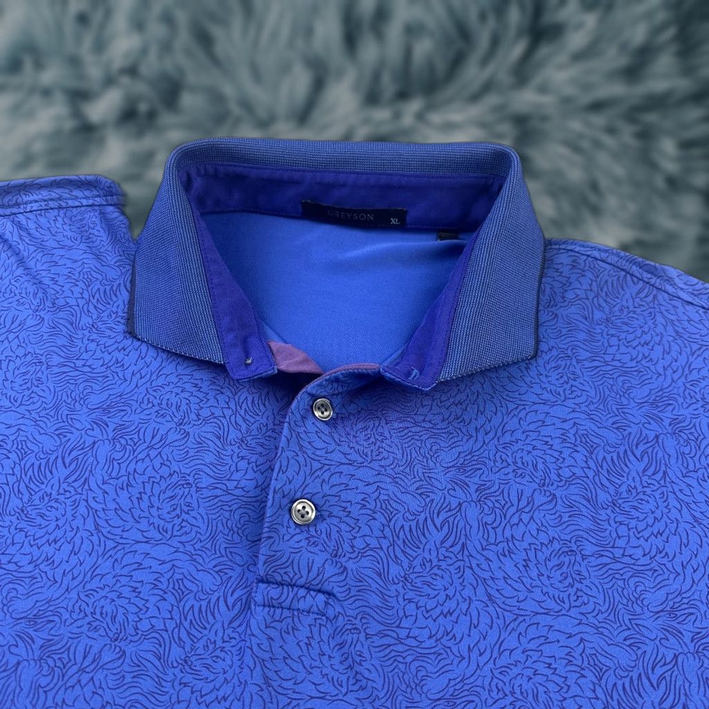 Vintage Greyson Polo Shirt Mens XL Blue Golf Performance Logo Short Sleeve Collared Button-Front Shirt Size US XL / EU 56 / 4 - 1 Thumbnail