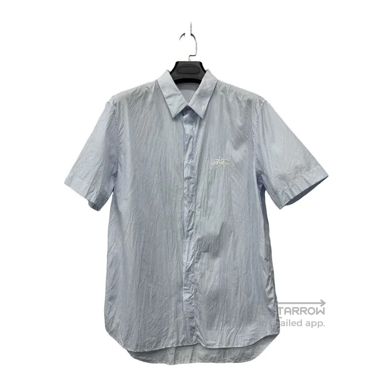 Dior Dior Blue Stripe Embroidered Logo Short-Sleeve Shirt. Size US M / EU 48-50 / 2 - 1 Thumbnail